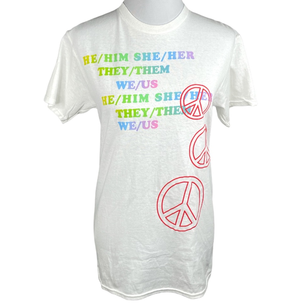 Love Is Love Pronouns TShirt White Size Small